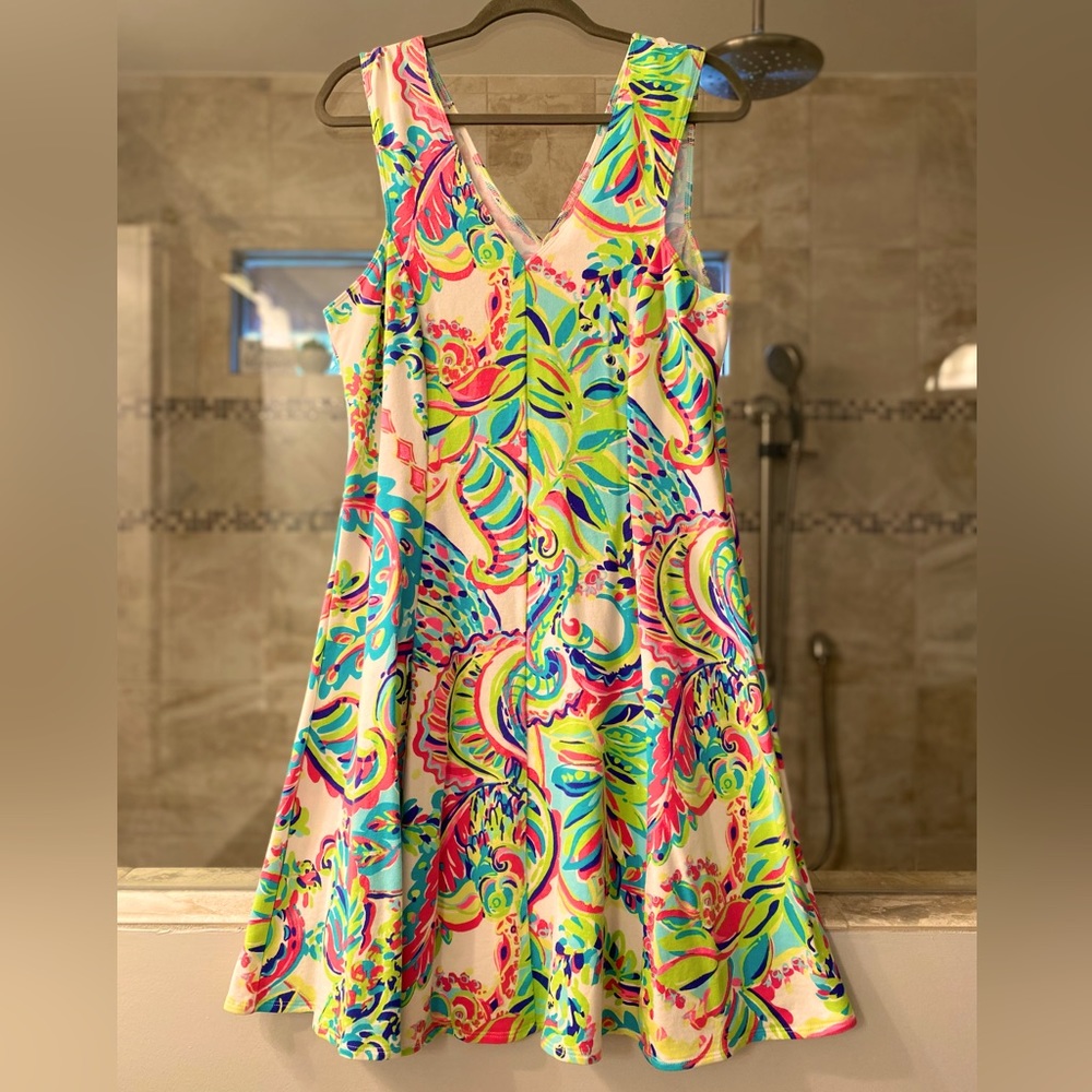 Lilly Pulitzer L Dahlia Dress in Resort White White Toucan Play Print